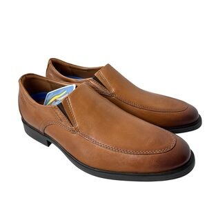Clarks Whiddon Step Loafer Leather Slip on Dark Tan Comfort Dress Shoe Men's 7 M